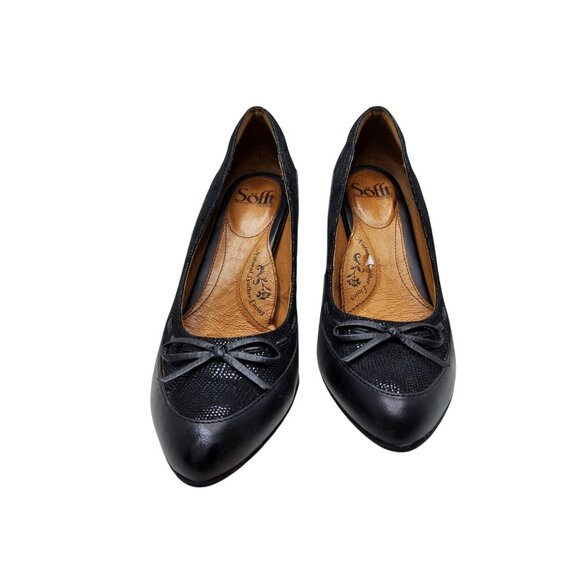 sofft womens natural leather lining bow accent black pumps - Picture 2 of 6